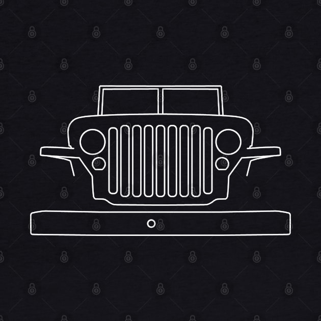 Classic Willys Overland MB Jeep 4x4 white outline graphic by soitwouldseem